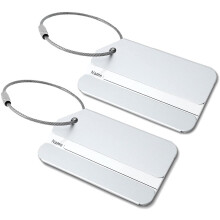 XYWHPGV Metal Luggage Tags with ID Card Holder for Suitcases and Travel, Silver Tone Pack