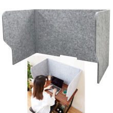 Foldable Acoustic Desk Privacy Divider 3 Panels Gray, Noise Reduction UShaped Partition for Office and Study