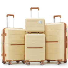 4 Piece Hardside Luggage Set, Lightweight Expandable 14/20/24/28, Apricot Cream, Polypropylene7