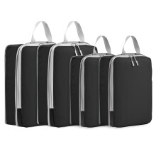 Compression Packing Cubes Set of 4 Expandable SpaceSaving Travel Organizers for Suitcase, Black