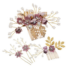 Bridal Rhinestone Hair Comb and Pins Set for Weddings Proms Elegant Floral Alloy Design