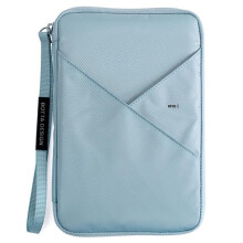 Passport Holder Travel Wallet QQS, Family Organizer, 3 Passport Pockets, 7 Card Slots, Blue Gray