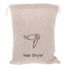 Hair Dryer Storage Bag Waterproof Faux Linen Universal Fit for Travel and Hotel Toiletries