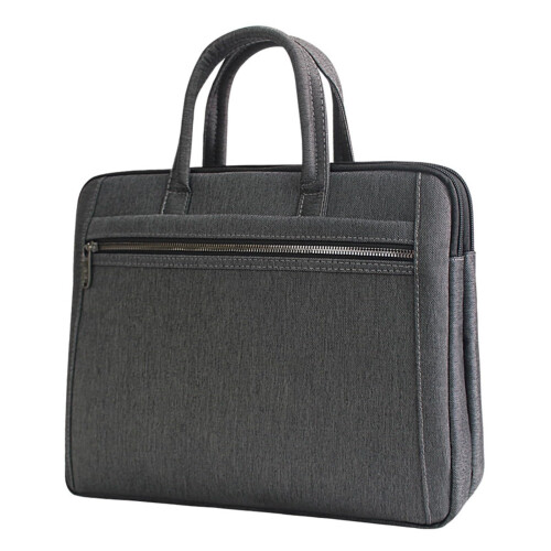 Men's Business Briefcase Multilayer Zippered Document Organizer Bag