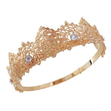Golden Crystal Crown Tiara with Elegant Crystal Accents for Wedding and Dress Up