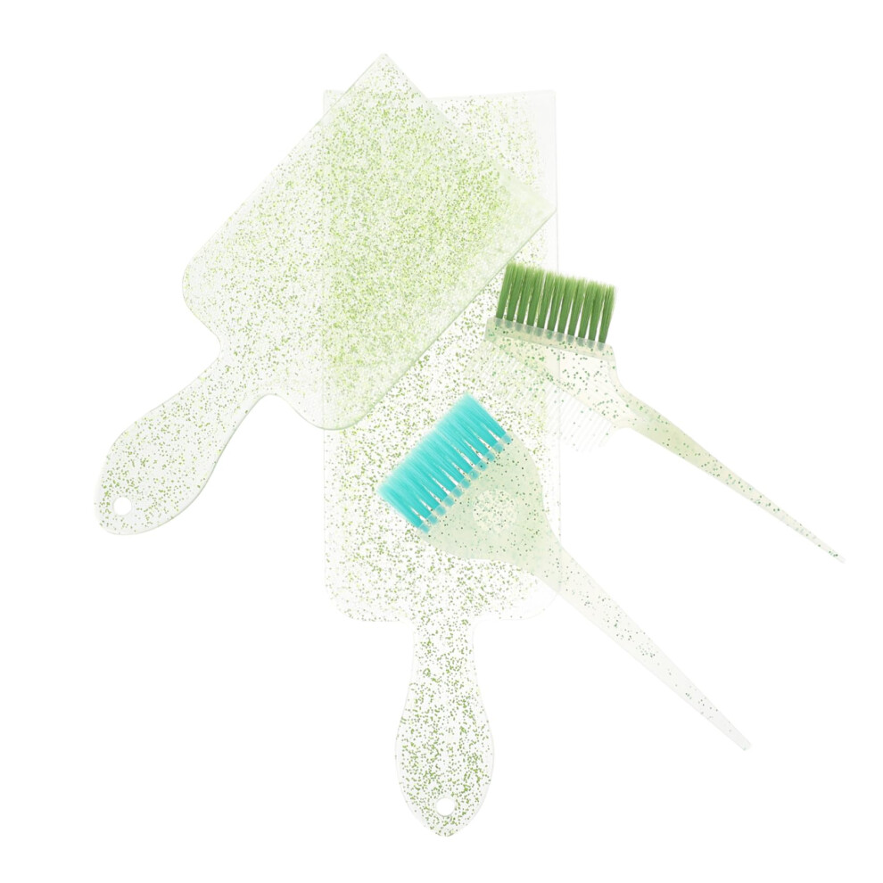 Green Hair Dye Brush Set With Highlighting Board And Mixing Bowl For Home And Salon Hair Coloring