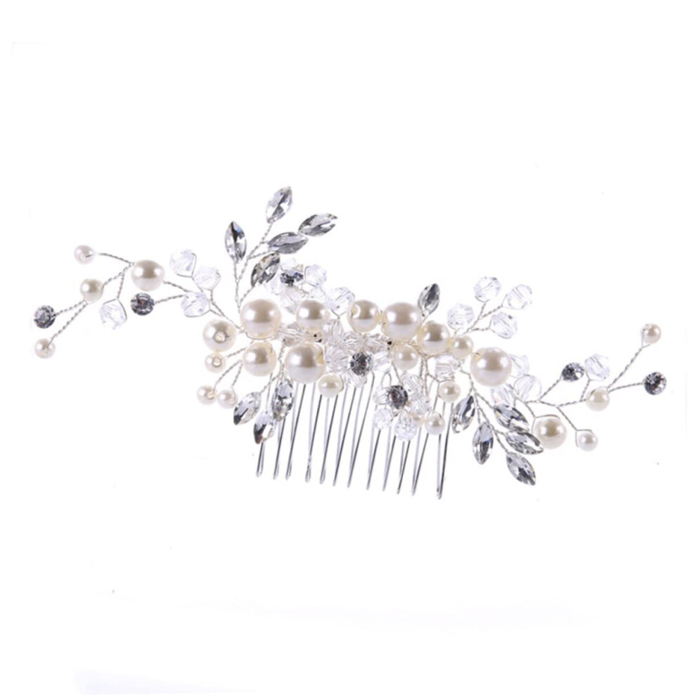 Bridal Hair Comb with Pearls and Crystals Elegant Wedding Hair Accessory for Brides