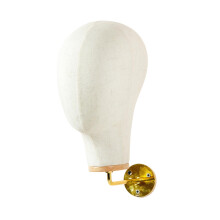 Wall Mounted Wig Stand with Linen Mannequin Head for Space Saving Display and Gentle Wig Shaping