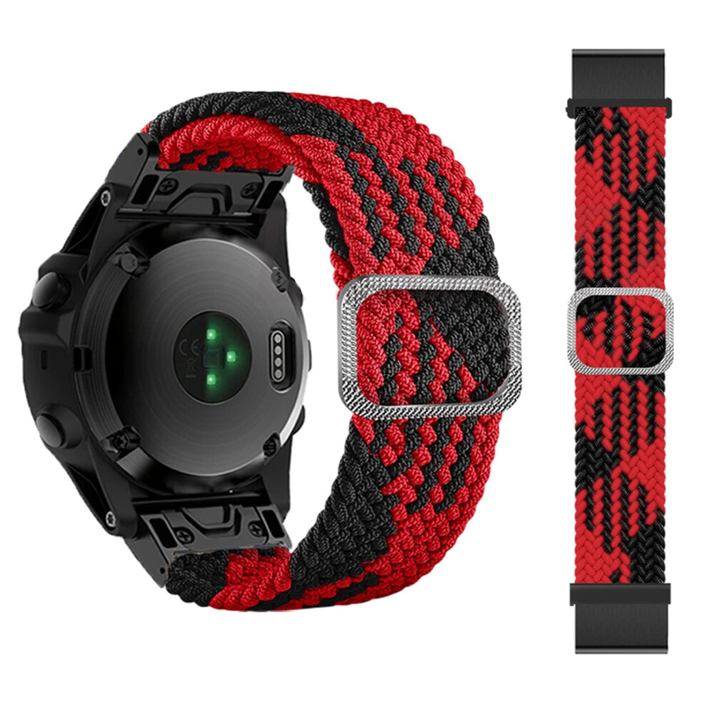 Watch Band 26Mm Elastic Breathable Nylon Quickfit Strap Red Black Replacement For Garmin Fenix 7X Black,Red 9310869673538