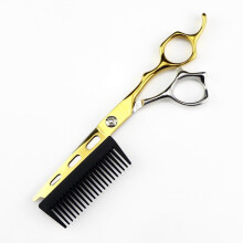 6 Inch Japanese Steel Hair Cutting Scissors with Comb, Professional Barber Shears Ergonomic Design