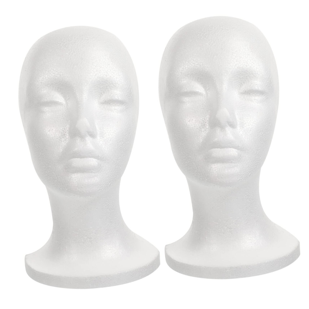 Unisex Foam Mannequin Head 2Pcs Wig Display Stand For Wigs Hats Glasses Salon And Home Use