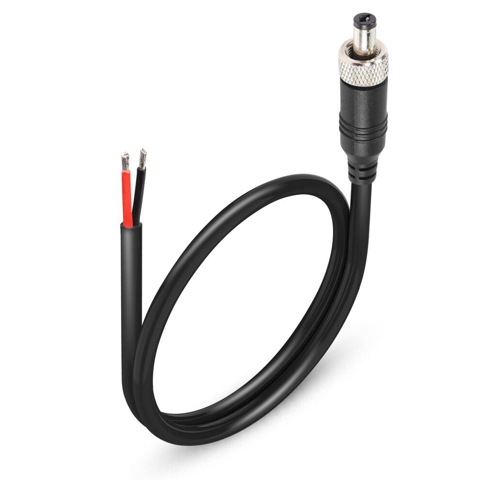 Dc Power Pigtail Cable 5.5X2.1mm Male To Bare Wire, 16Awg Locking Nut For Cctv Camera, 1.64 Ft 9073542659976