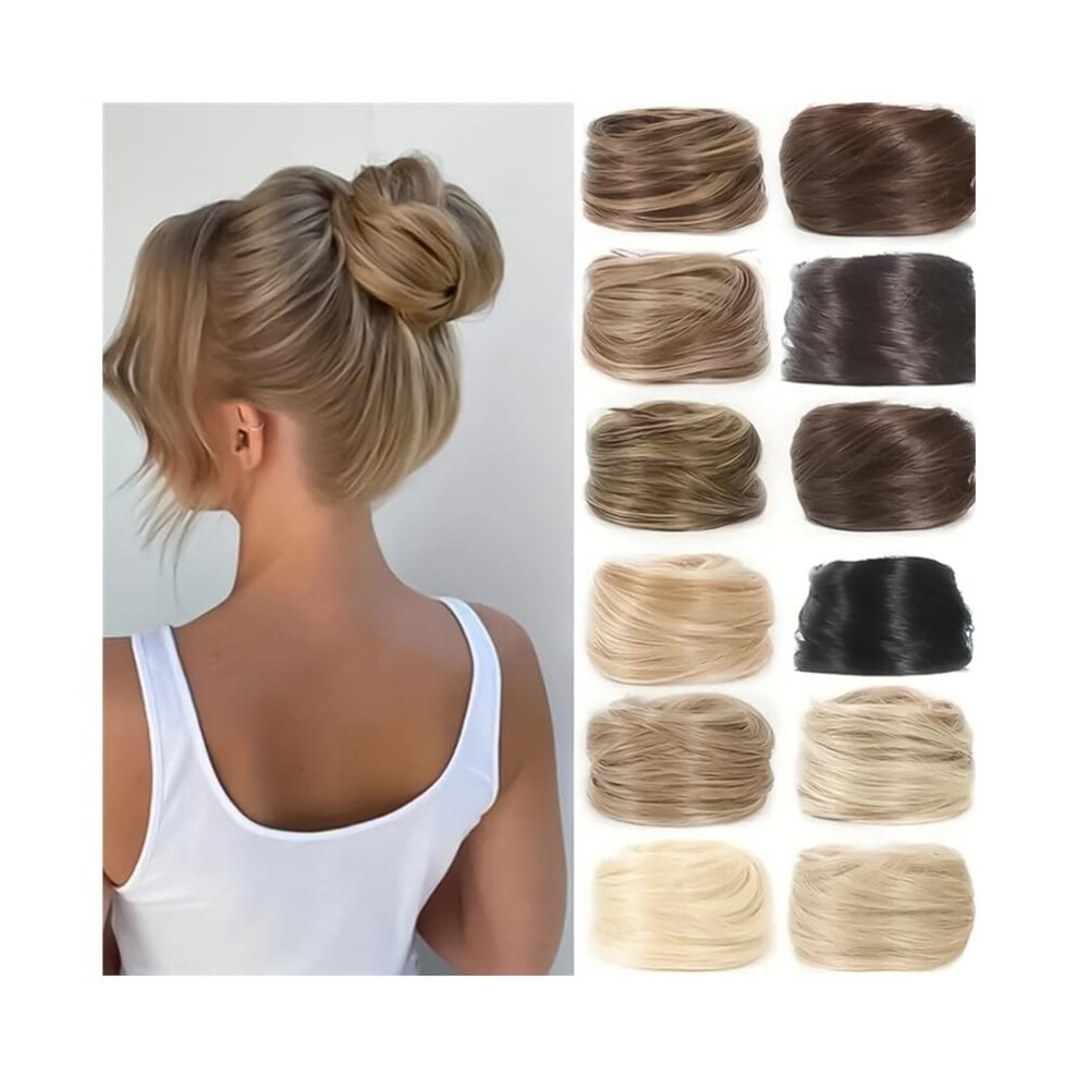 Synthetic Hair Bun with Elastic Band, 7Inch Glossy Donut Chignon Extension for Updo Styles