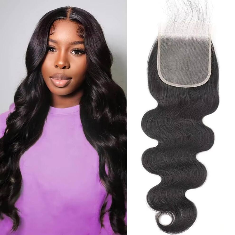 Unisex Hd Lace Closure 5X5 Transparent Brazilian Body Wave 12 Inch Pre Plucked Virgin Human Hair