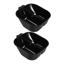 Large Capacity Black Hair Dye Mixing Bowls with Divider, Durable EasyClean Salon Coloring Tools, 2pcs