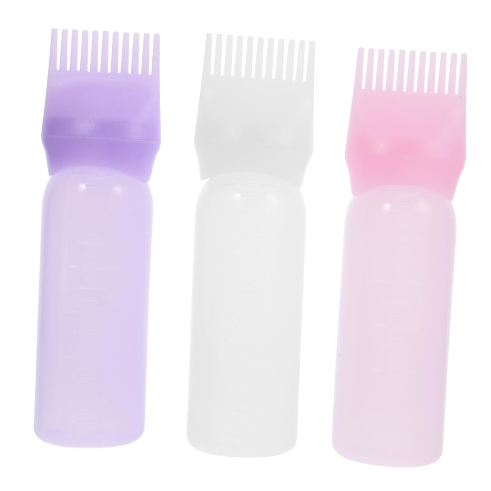 3Pcs Hair Dye Applicator Bottle with Graduated Scale and Comb for Even Root Coverage and Scalp Application