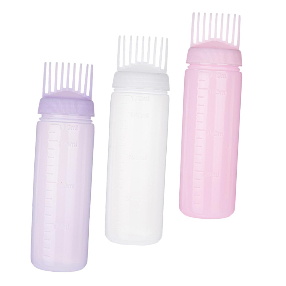 3pcs Hair Dye Applicator Bottle Set with Comb Tip and Graduated Scale for Precise Root Application
