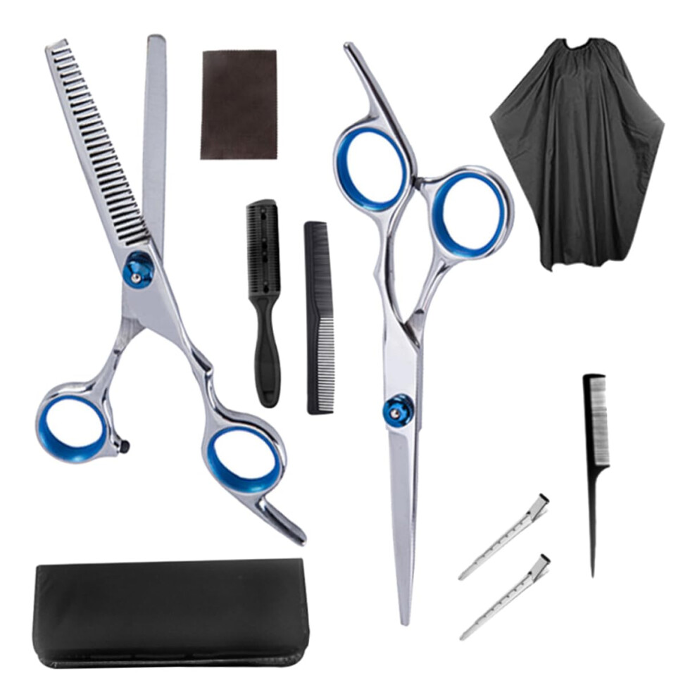 Professional Hair Cutting Scissors Set with Comb and Cape for Salon, Home and Pet Grooming