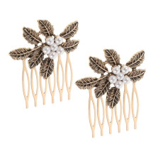 2pcs Vintage Leaf Bridal Hair Combs Zinc Alloy Wedding Hair Accessories for Women