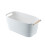 Stackable Storage Baskets with Handles, Rectangular Plastic Bin with Wood Handle for Kitchen Pantry 1