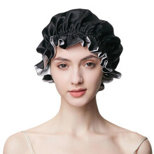 Silk Sleep Cap for Women 100% Mulberry Silk Reversible Double Layer Blue Gray with Elastic Band
