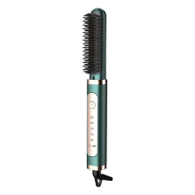 3 in 1 Hair Straightener Brush and Curler with Negative Ion Smoothing Anti Scald Design Green