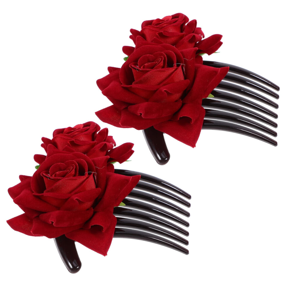Unisex Bridal Floral Hair Comb Set Â Elegant Wedding Hair Accessories With Fabric Flowers For Bride
