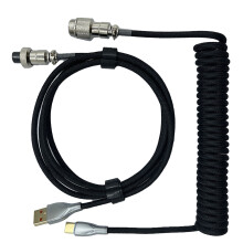 Gaming Keyboard Cable – Retractable Coiled PE Connector, Black