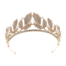 Bridal Tiara with Rhinestone Sparkle, Leaf Design Wedding Headband for Brides, Prom and Parties