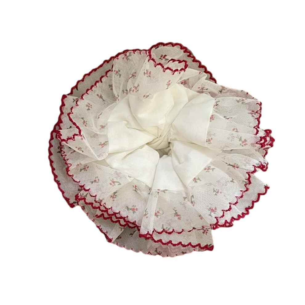 Oversized Fabric Hair Scrunchie for Women Elegant Lace Ponytail Holder Gentle Hair Protection