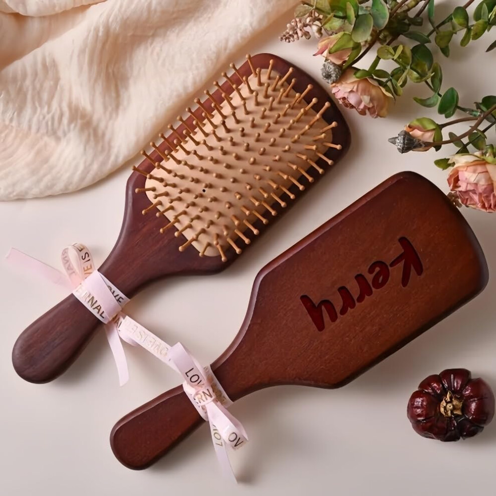 Wooden Hair Brush and Comb Set with Custom Name Engraving, Handmade Gift for Bridesmaids