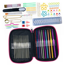 100pcs Colorful Aluminum Crochet Hooks Set with Bag, 18x13cm