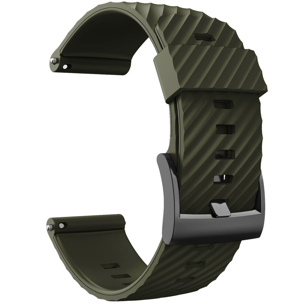 Replacement Strap Army 24Mm Silicone Watch Band Secure Fit Durable Sport Style For Suunto 9 Baro Green 9330225928744