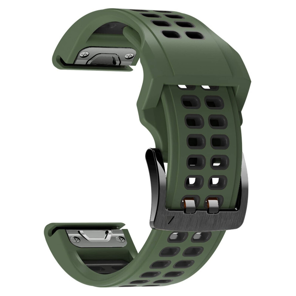Watch Band 22Mm Army Silicone Strap With Secure Easyfit And Rugged Design For Garmin Fenix 6 Pro Black 9073542661832