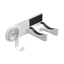 Wall Mounted Hair Dryer Holder Aluminum Alloy Bathroom Organizer with Cable Management and Rings