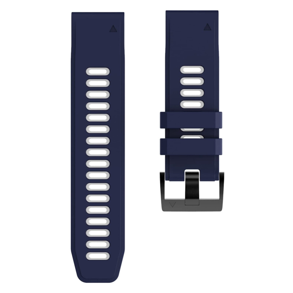 Watch Band 26Mm Silicone QuickâRelease Strap Dark Blue White DualâTone Design For Garmin Fenix 5X 3 3Hr Blue,White 9771547523635