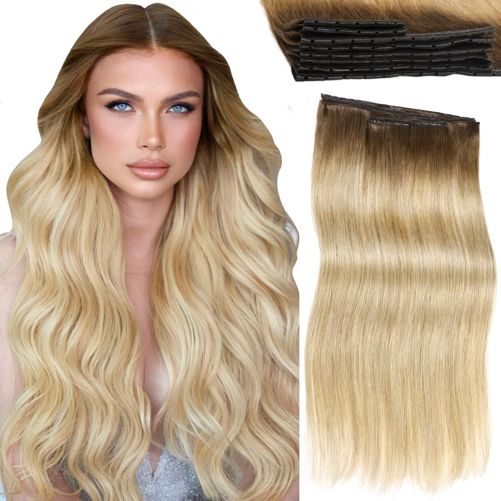 Unisex 20 Inch Remy Human Hair Extensions Double Weft Micro Bead Seamless Pu Weft 100G 8Pcs