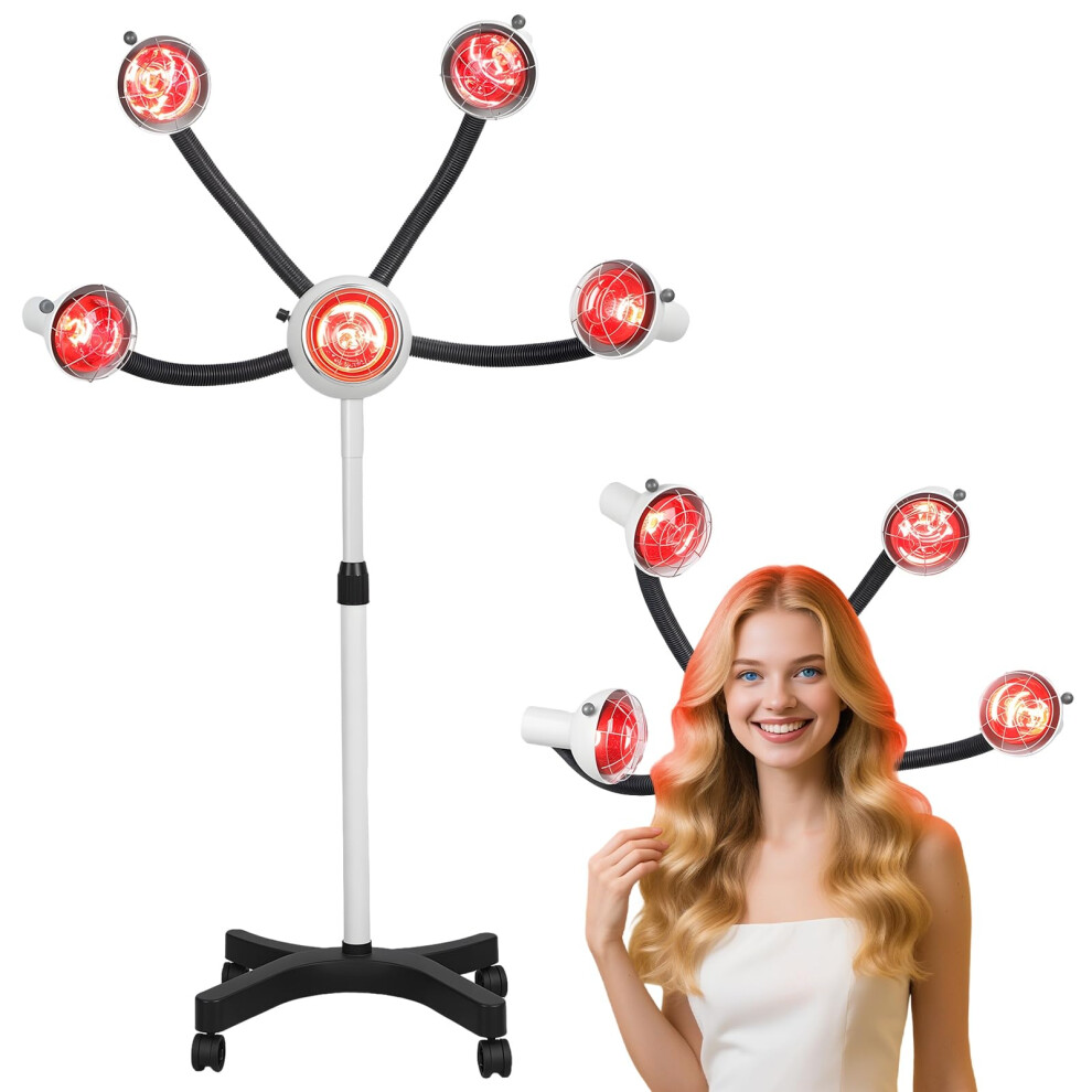 Five Head Infrared Hair Dryer with Adjustable Temperature Control for Salon Coloring and Perming