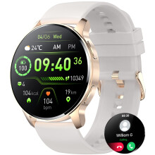 Smart Watch for Android and iPhone with 1.32 Inch HD Touch Screen, Call Reminder, AI Voice, Sleep Tracker, White