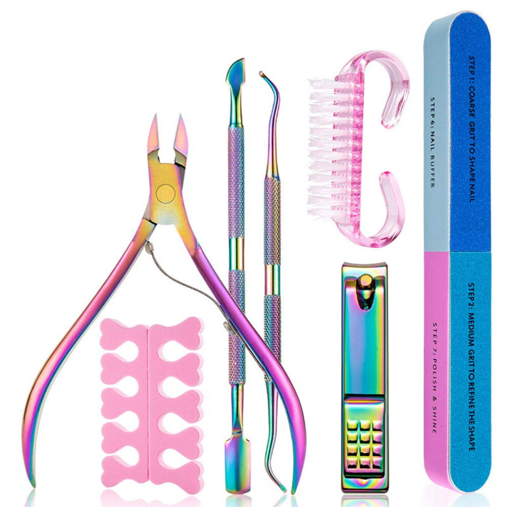 Manicure Pedicure Set 7pcs Stainless Steel Nail Care Kit for Precise Cuticle Trimming and Grooming