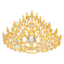 Thai Princess Crown Hair Comb with Golden Sparkling Finish for Wedding and Photoshoot