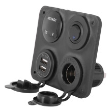 4 Painel de FunçõEs Carregador USB Duplo LED Verde Volt 12V Tomada de AlimentaçãO Interruptor -OFF