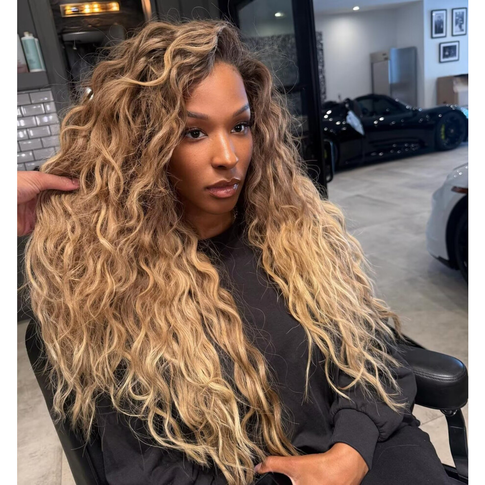 Unisex Blonde Ombre Human Hair Lace Front Wig 14 Inch Brazilian Curly Hd Transparent Pre Plucked