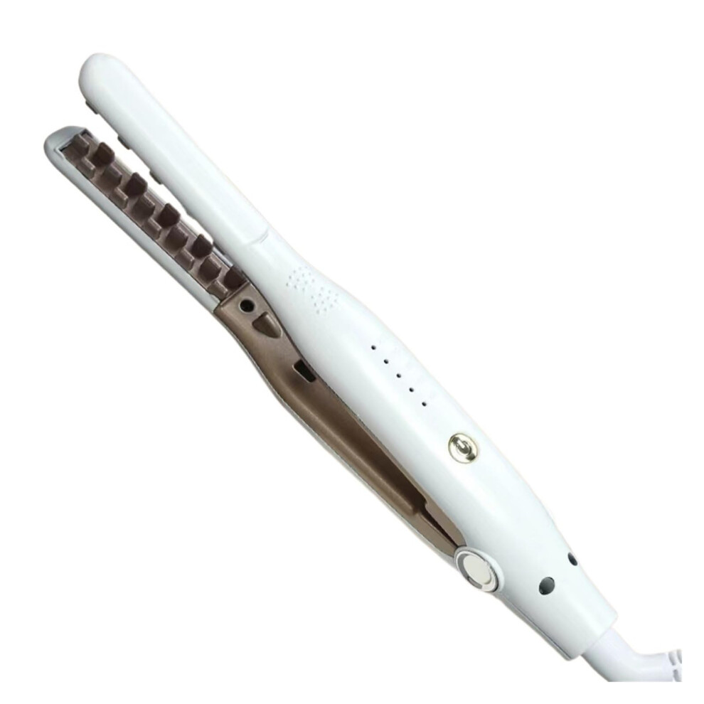 Hair Crimper with Tourmaline Ceramic Plates 15mm, 5Stage Temp Control, Dual Voltage, White