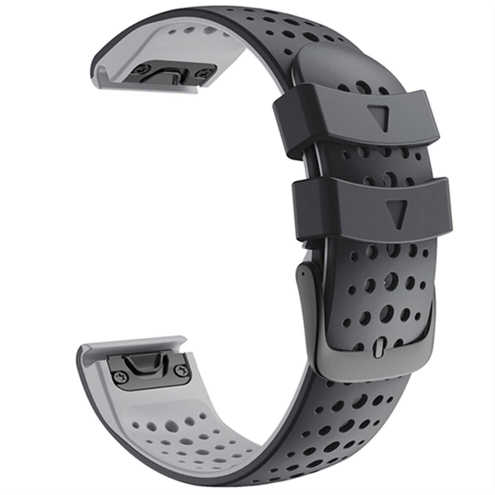 Watch Band 26Mm Gray Silicone Strap With Secure Quick Release For Garmin Fenix 3 And Fenix 3Hr Black 9092120146585