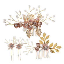 Bridal Hair Accessories Set with Pearls and Rhinestones Floral Wedding Hair Pins for Brides