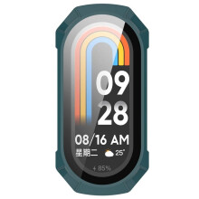 Case for Xiaomi Mi Band 9 with Tempered Glass Screen Protector, Hard PC Bumper Cover, Green