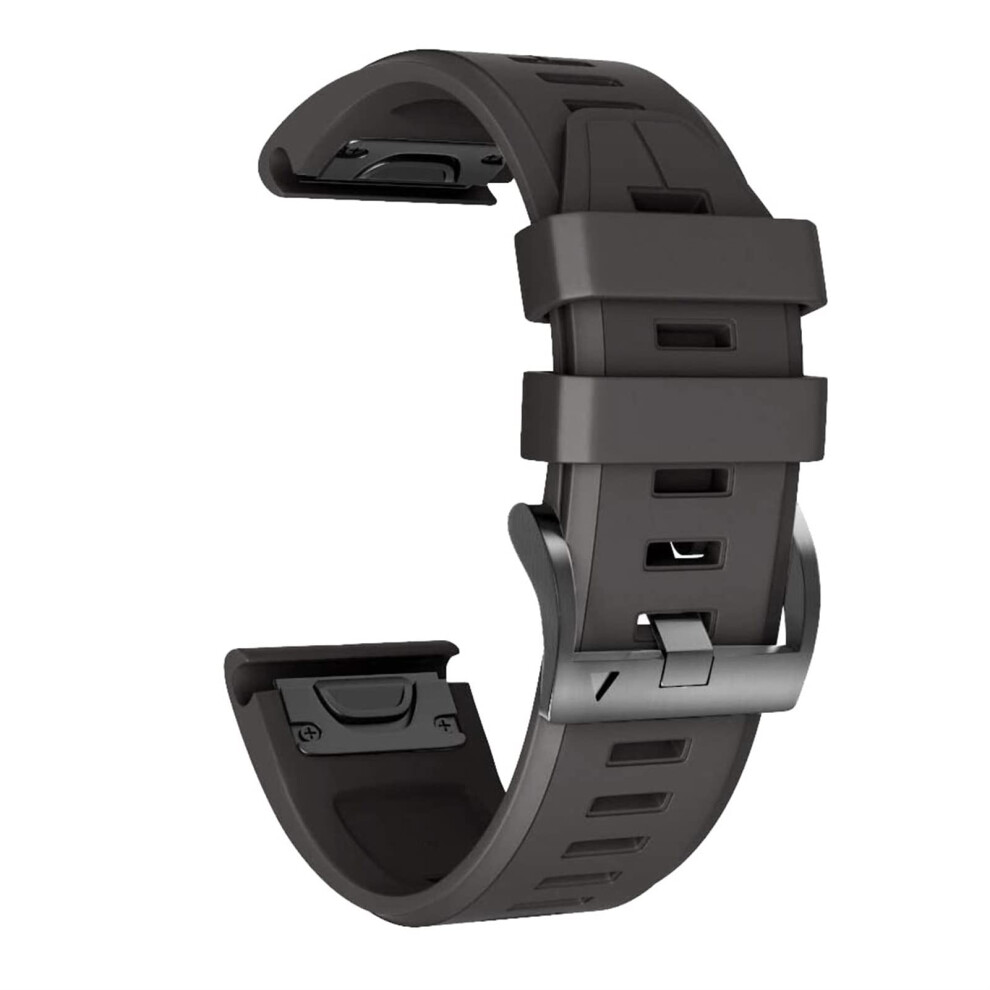 26Mm Silicone Smartwatch Strap For Coros Vertix 2 And Garmin Fenix 6X 5X, Gray Soft Comfortable Band Black 9771547523185