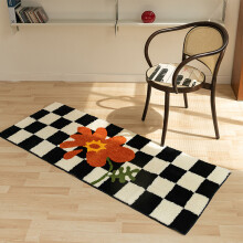 Classic Plaid Runner Rug Black White