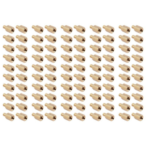 100 Pcs PC PCB Motherboard Brass Standoff Hexagonal Spacer M3 6+4mm